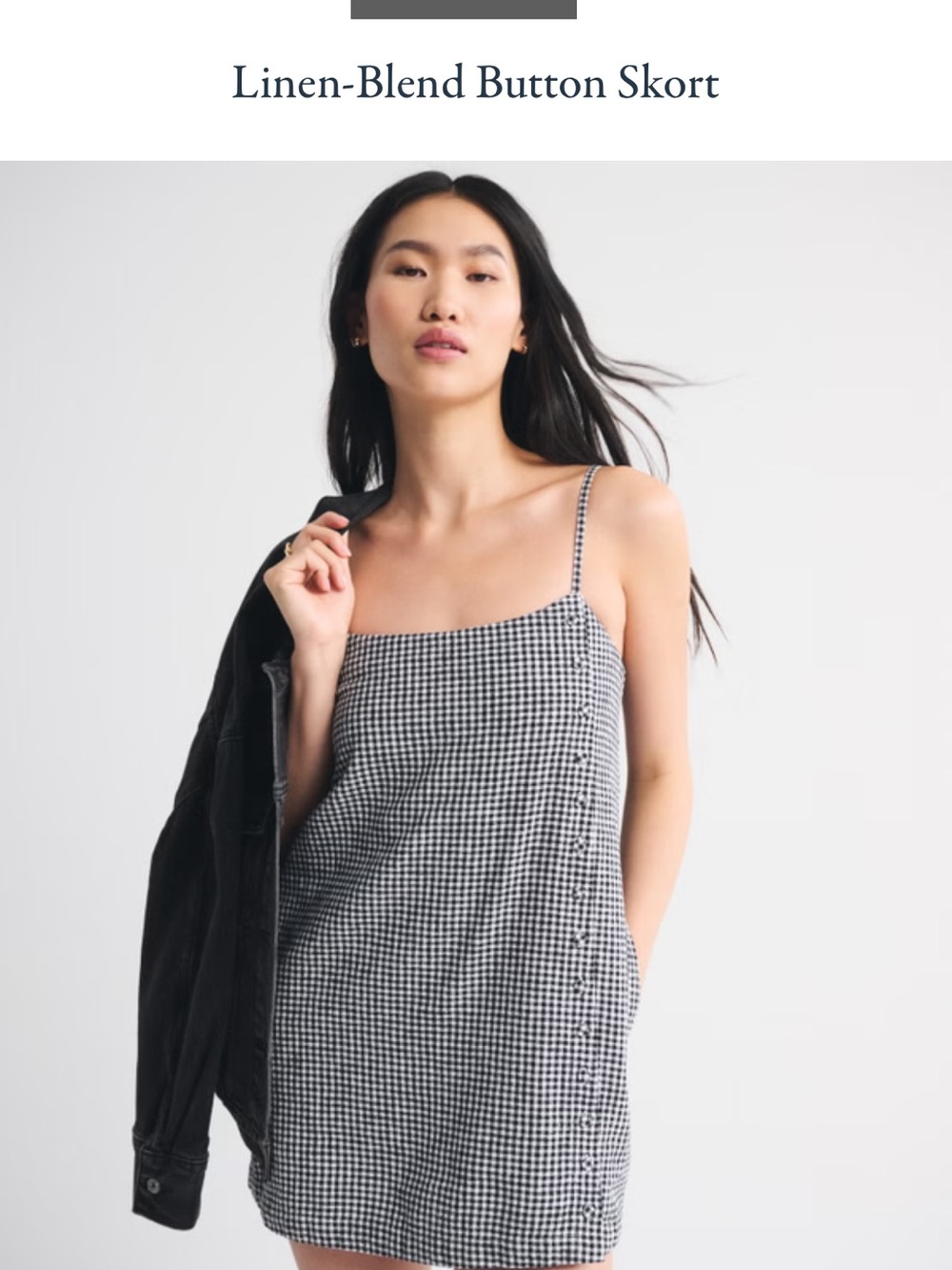 Abercrombie & Fitch Black and White Gingham Linen-Blend Skort Dress